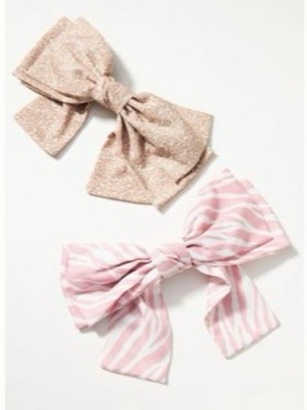 Anthropologie Pink Zebra Bohemian Peasant Hair Farmhouse Hair Bow Barette Set